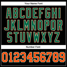 Load image into Gallery viewer, Custom Black Orange Pinstripe Orange-Kelly Green Authentic Basketball Jersey
