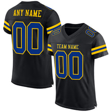 Load image into Gallery viewer, Custom Black Royal-Yellow Mesh Authentic Football Jersey
