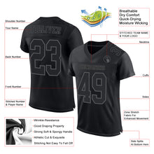 Load image into Gallery viewer, Custom Black Steel Gray Mesh Authentic Football Jersey
