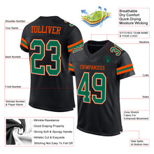 Load image into Gallery viewer, Custom Black Kelly Green-Orange Mesh Authentic Football Jersey
