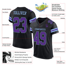 Load image into Gallery viewer, Custom Black Purple-Light Blue Mesh Authentic Football Jersey
