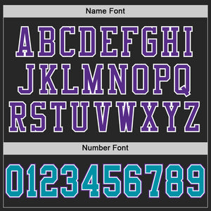 Custom Black Teal-Purple Mesh Authentic Football Jersey