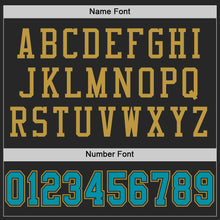 Load image into Gallery viewer, Custom Black Teal-Old Gold Mesh Authentic Football Jersey
