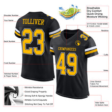 Load image into Gallery viewer, Custom Black Gold-White Mesh Authentic Football Jersey
