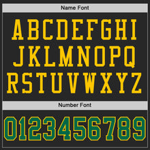 Load image into Gallery viewer, Custom Black Kelly Green-Yellow Mesh Authentic Football Jersey
