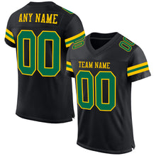 Load image into Gallery viewer, Custom Black Kelly Green-Yellow Mesh Authentic Football Jersey
