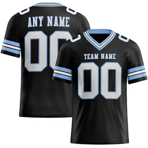 Custom Black White-Light Blue Mesh Authentic Football Jersey