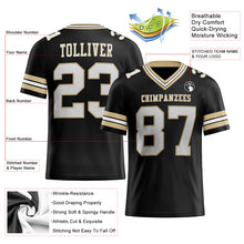 Load image into Gallery viewer, Custom Black White-Vegas Gold Mesh Authentic Football Jersey
