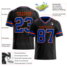 Load image into Gallery viewer, Custom Black Royal-Orange Mesh Authentic Football Jersey
