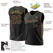 Load image into Gallery viewer, Custom Black Old Gold Authentic Throwback Basketball Jersey
