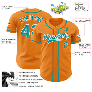 Custom Bay Orange Teal-White Authentic Baseball Jersey