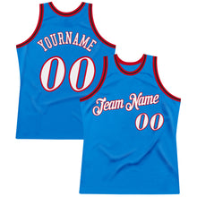 Load image into Gallery viewer, Custom Blue White-Red Authentic Throwback Basketball Jersey
