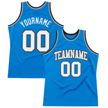 Load image into Gallery viewer, Custom Blue White-Gray Authentic Throwback Basketball Jersey
