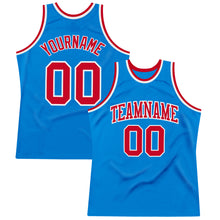 Load image into Gallery viewer, Custom Blue Red-White Authentic Throwback Basketball Jersey
