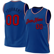 Load image into Gallery viewer, Custom Blue Red-Navy Authentic Throwback Basketball Jersey
