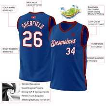 Load image into Gallery viewer, Custom Blue Red-Black Authentic Throwback Basketball Jersey
