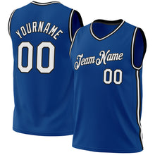 Load image into Gallery viewer, Custom Blue White-Black Authentic Throwback Basketball Jersey
