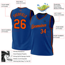 Load image into Gallery viewer, Custom Blue Orange-Black Authentic Throwback Basketball Jersey
