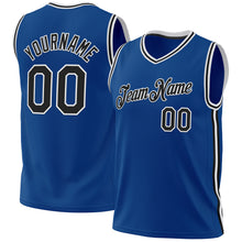 Load image into Gallery viewer, Custom Blue Black-White Authentic Throwback Basketball Jersey
