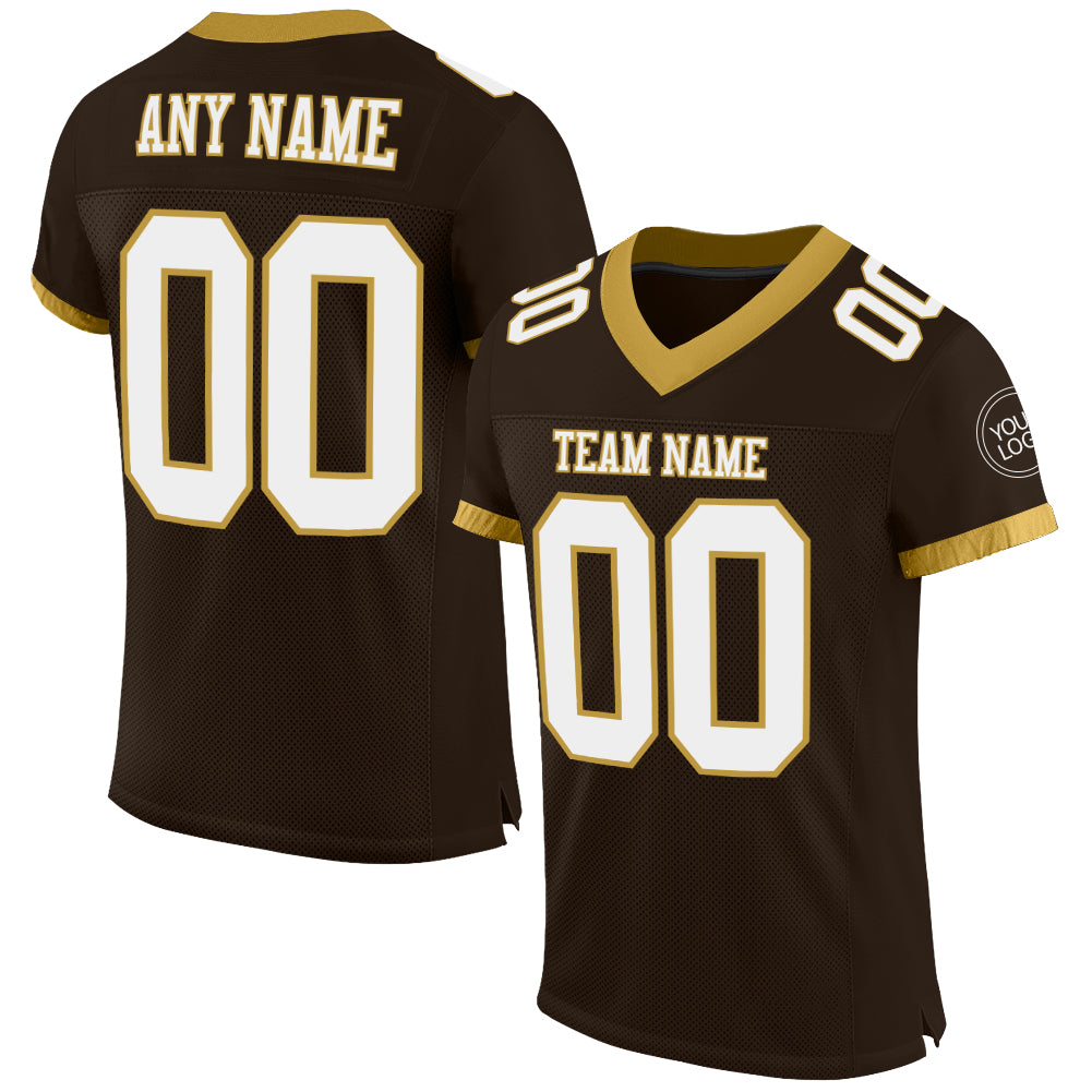 Custom Red Old Gold-White Mesh Authentic Football Jersey – FiitgCustom