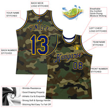 Load image into Gallery viewer, Custom Camo Royal-Gold Authentic Salute To Service Basketball Jersey
