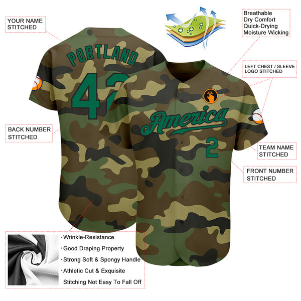 Custom Olive Camo-Black Authentic Salute to Service Baseball Jersey Men's Size:S