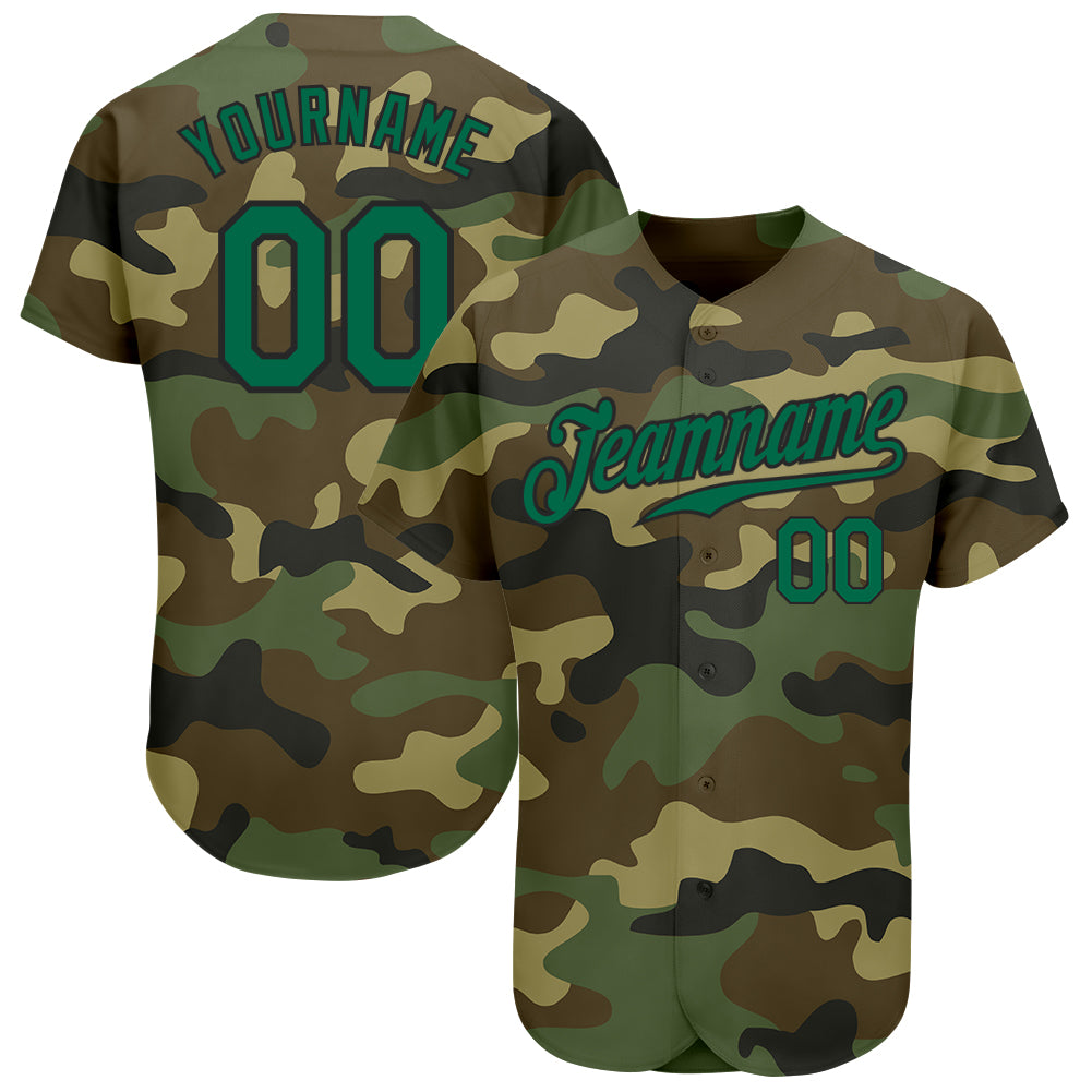 Custom Team Black Baseball Authentic Olive Salute To Service Jersey Camo