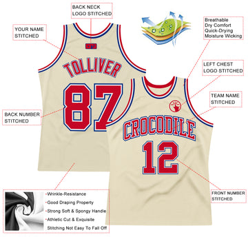 Custom Cream Red-Royal Authentic Throwback Basketball Jersey