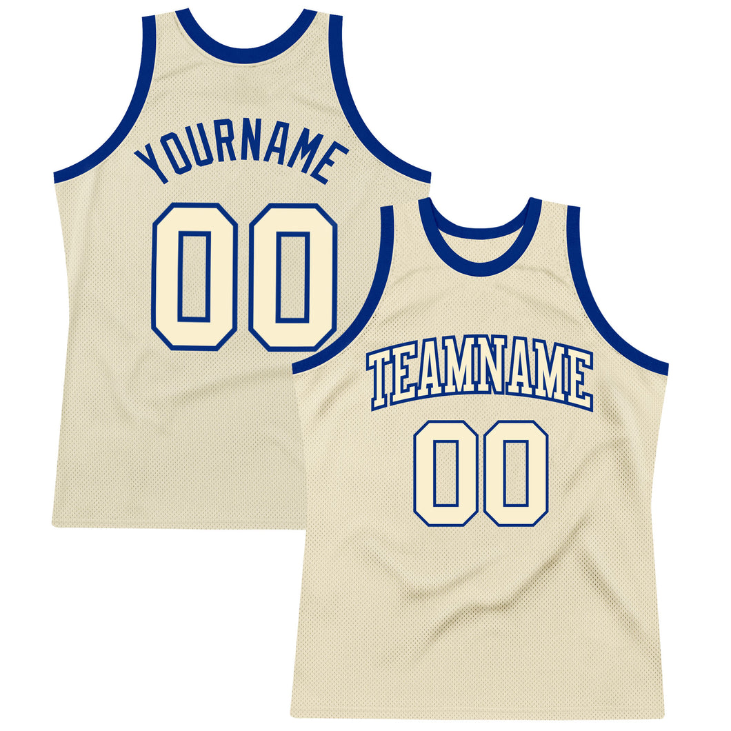 Custom Cream Cream-Royal Authentic Throwback Basketball Jersey