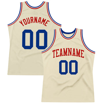 Custom Cream Royal-Red Authentic Throwback Basketball Jersey