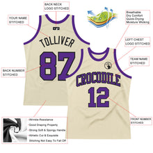 Load image into Gallery viewer, Custom Cream Purple-Black Authentic Throwback Basketball Jersey
