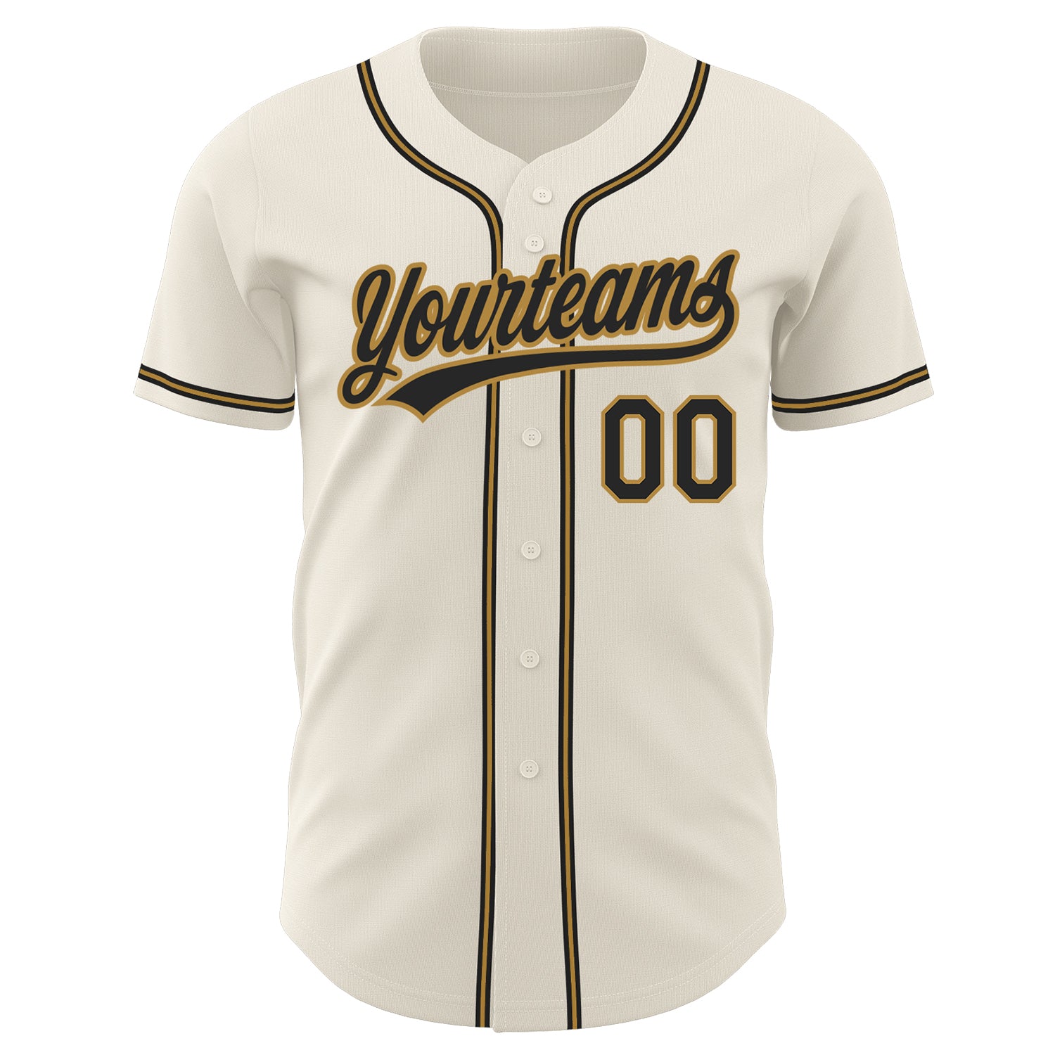 Custom Black Old Gold Pinstripe Old Gold Authentic Baseball Jersey