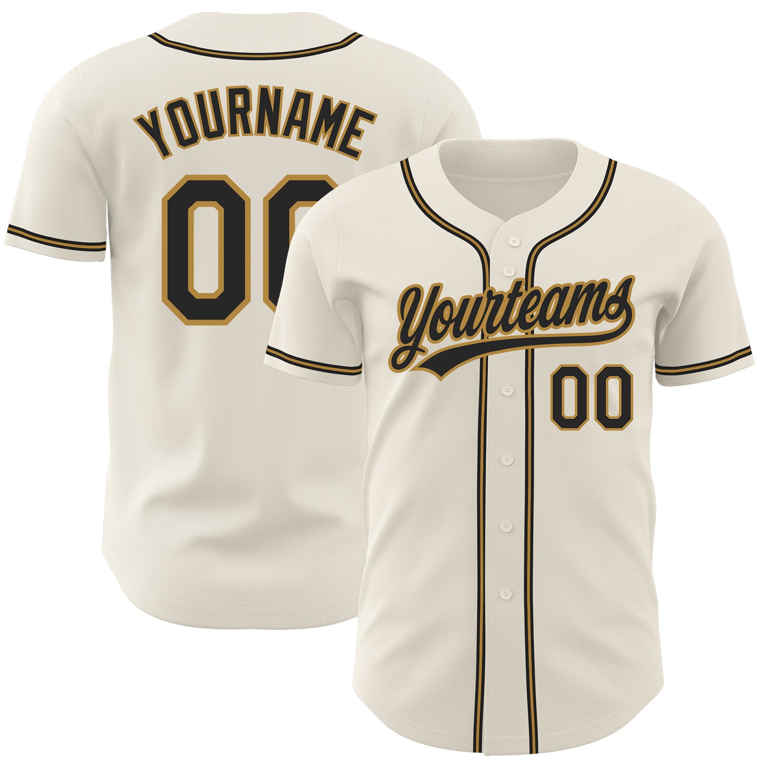 Custom White Black-Gold Authentic Two Tone Baseball Jersey