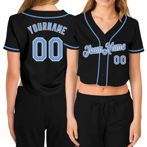 CUSTOM BLACK LIGHT BLUE BASEBALL JERSEY, Custom Name Baseball Jersey,  Baseball