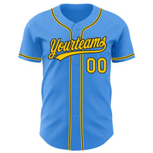 Load image into Gallery viewer, Custom Electric Blue Yellow-Black Authentic Baseball Jersey
