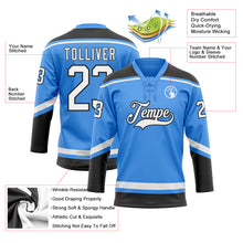 Load image into Gallery viewer, Custom Powder Blue White-Black Hockey Lace Neck Jersey
