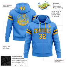 Load image into Gallery viewer, Custom Stitched Powder Blue Gold-Black Football Pullover Sweatshirt Hoodie
