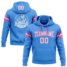 Load image into Gallery viewer, Custom Stitched Powder Blue White-Pink Football Pullover Sweatshirt Hoodie
