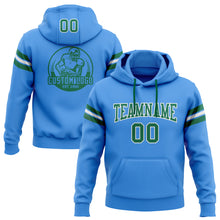 Load image into Gallery viewer, Custom Stitched Powder Blue Kelly Green-White Football Pullover Sweatshirt Hoodie
