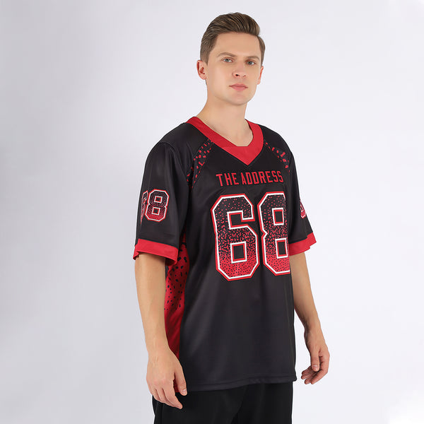 Custom Cardinal Black-White Mesh Split Fashion Football Jersey