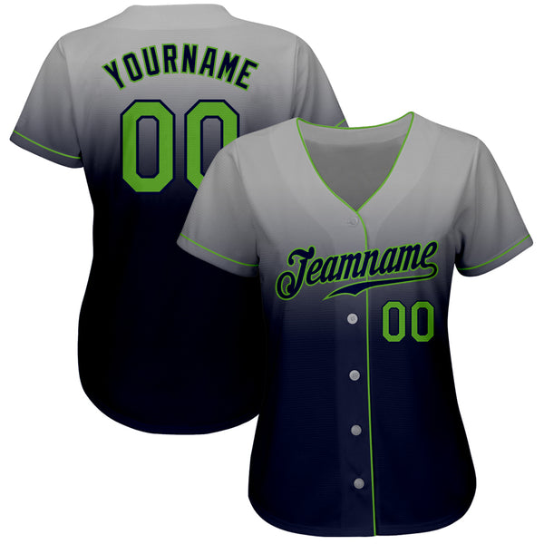 Custom Orange Neon Green Royal-White Gradient Fashion Authentic Baseball Jersey