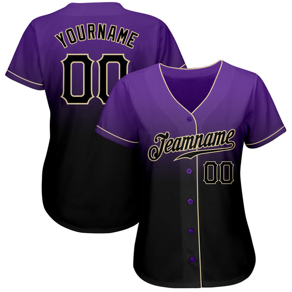 Custom Purple Black-Cream Authentic Fade Fashion Baseball Jersey Fast  Shipping – FiitgCustom