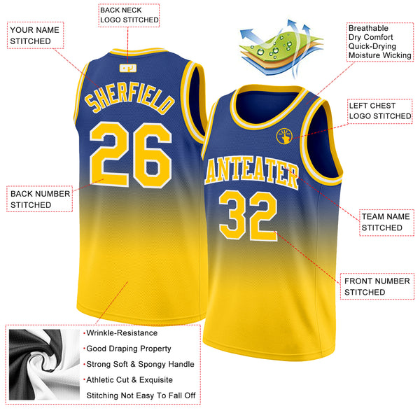 Cheap Custom Royal Black-Gold Round Neck Sublimation Basketball