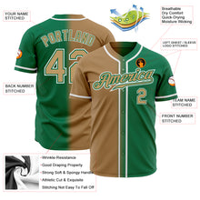 Load image into Gallery viewer, Custom Kelly Green Old Gold-White Authentic Gradient Fashion Baseball Jersey
