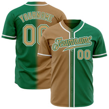 Load image into Gallery viewer, Custom Kelly Green Old Gold-White Authentic Gradient Fashion Baseball Jersey
