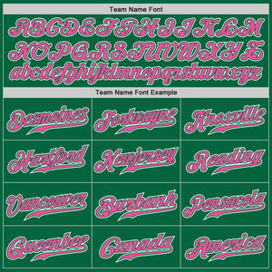 Custom Kelly Green Pink-White Authentic Gradient Fashion Baseball Jersey