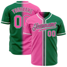 Load image into Gallery viewer, Custom Kelly Green Pink-White Authentic Gradient Fashion Baseball Jersey
