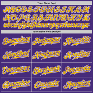 Custom Purple Yellow-White Authentic Gradient Fashion Baseball Jersey