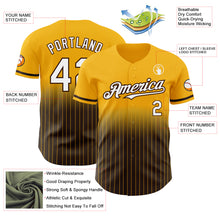 Load image into Gallery viewer, Custom Gold Pinstripe White-Brown Authentic Fade Fashion Baseball Jersey
