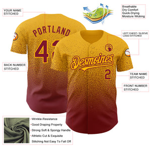 Custom Gold Crimson Authentic Fade Fashion Baseball Jersey